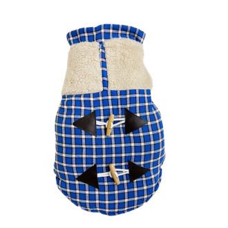 Blue Plaid Winter Fur Dog Coat