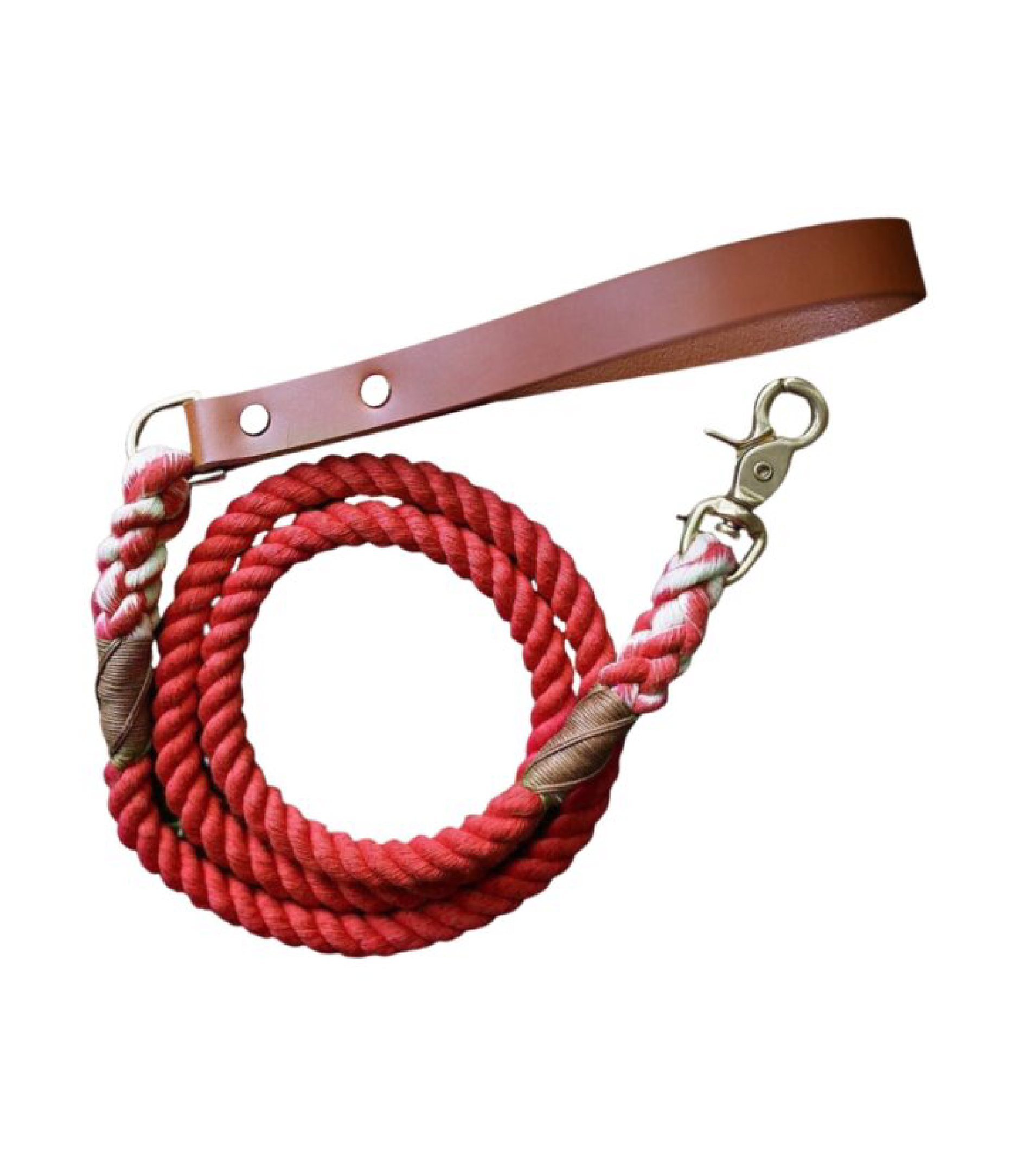 Dog Leash Red Rope with Leather Handle , Nappets Dog Leashes