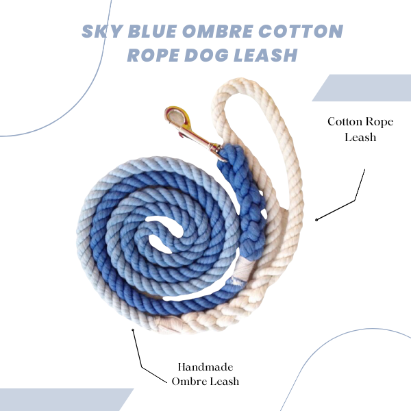 Sky Blue Ombre Cotton Rope Dog Leash