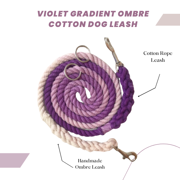 Violet Gradient Ombre Cotton Dog Leash