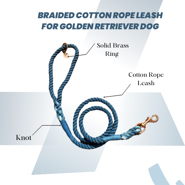 Braided Cotton Rope Leash for Golden Retriever Dog