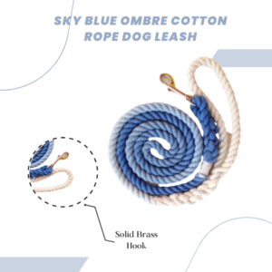 Sky Blue Ombre Cotton Rope Dog Leash