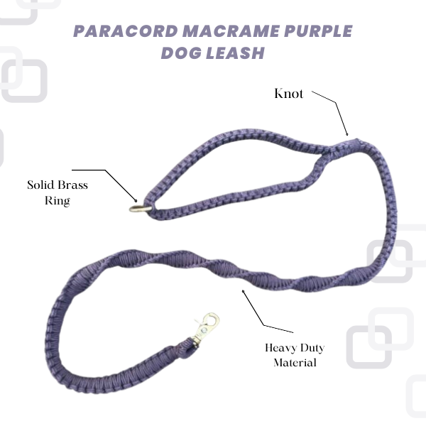 Paracord Macrame Purple Dog Leash